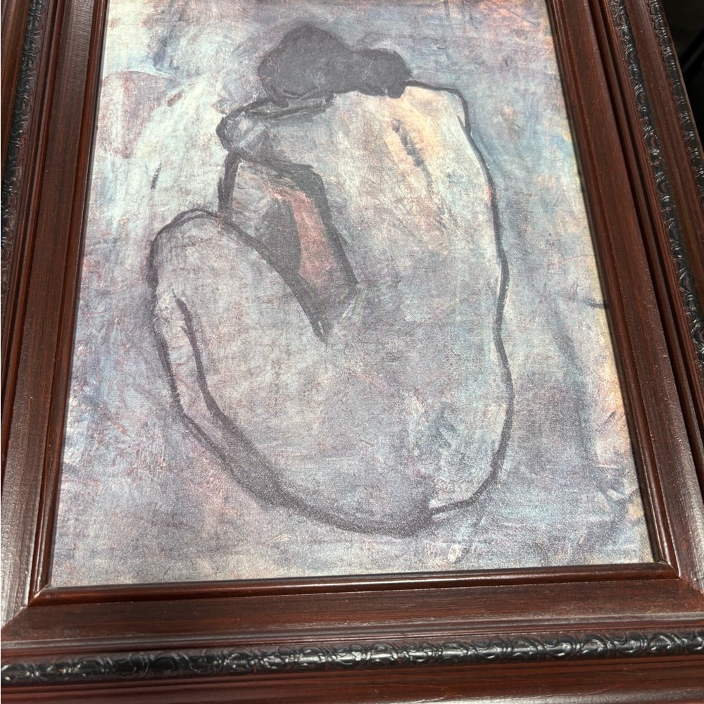 Abstract Nude Art Print with Brown Frame